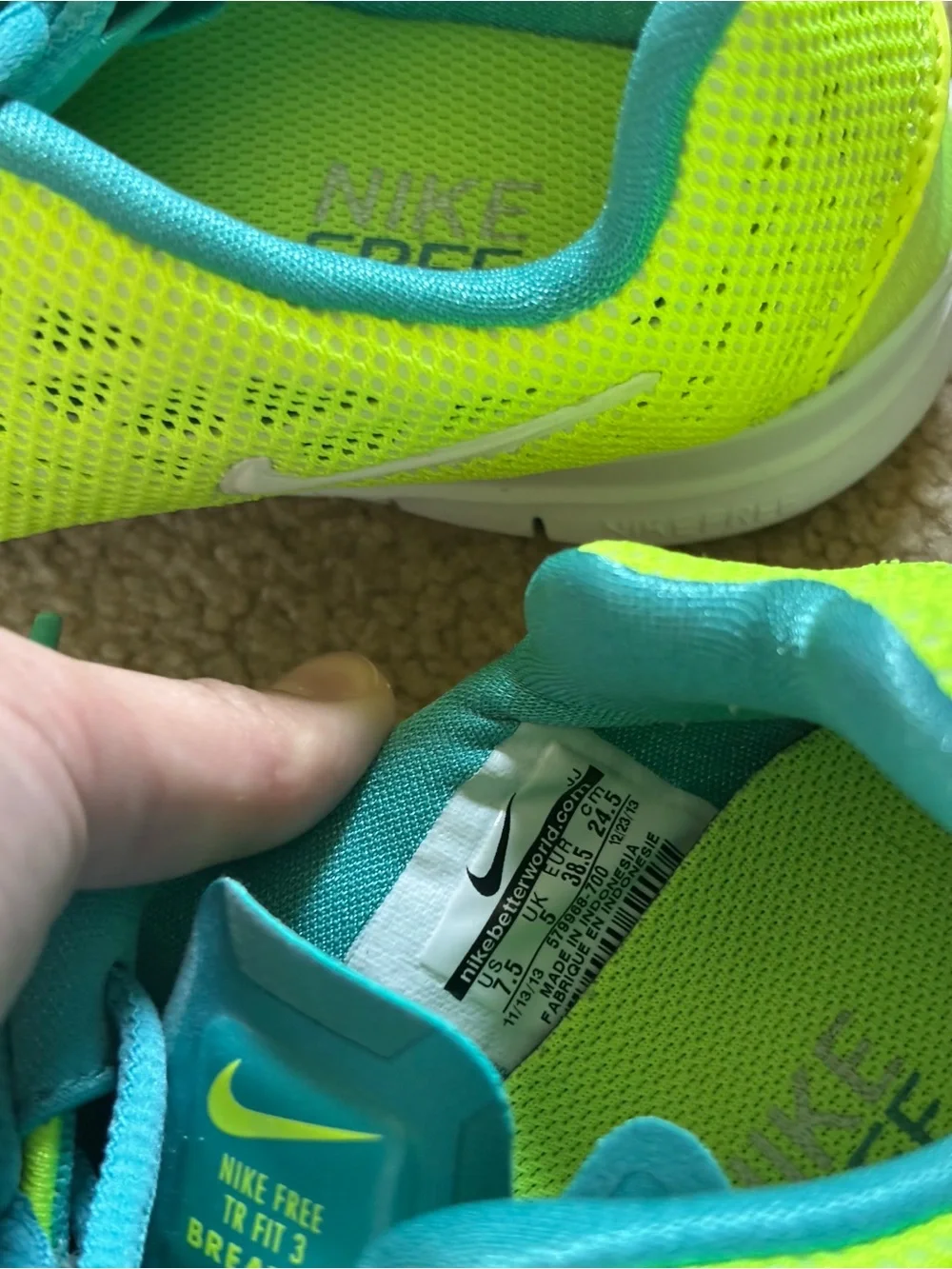 Nike Free TR Fit 3 Breathe Bright Lime & Teal Lightweight Sneakers
